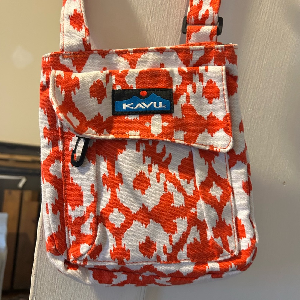 Orange and White Crossbody Bag with Vibrant Design